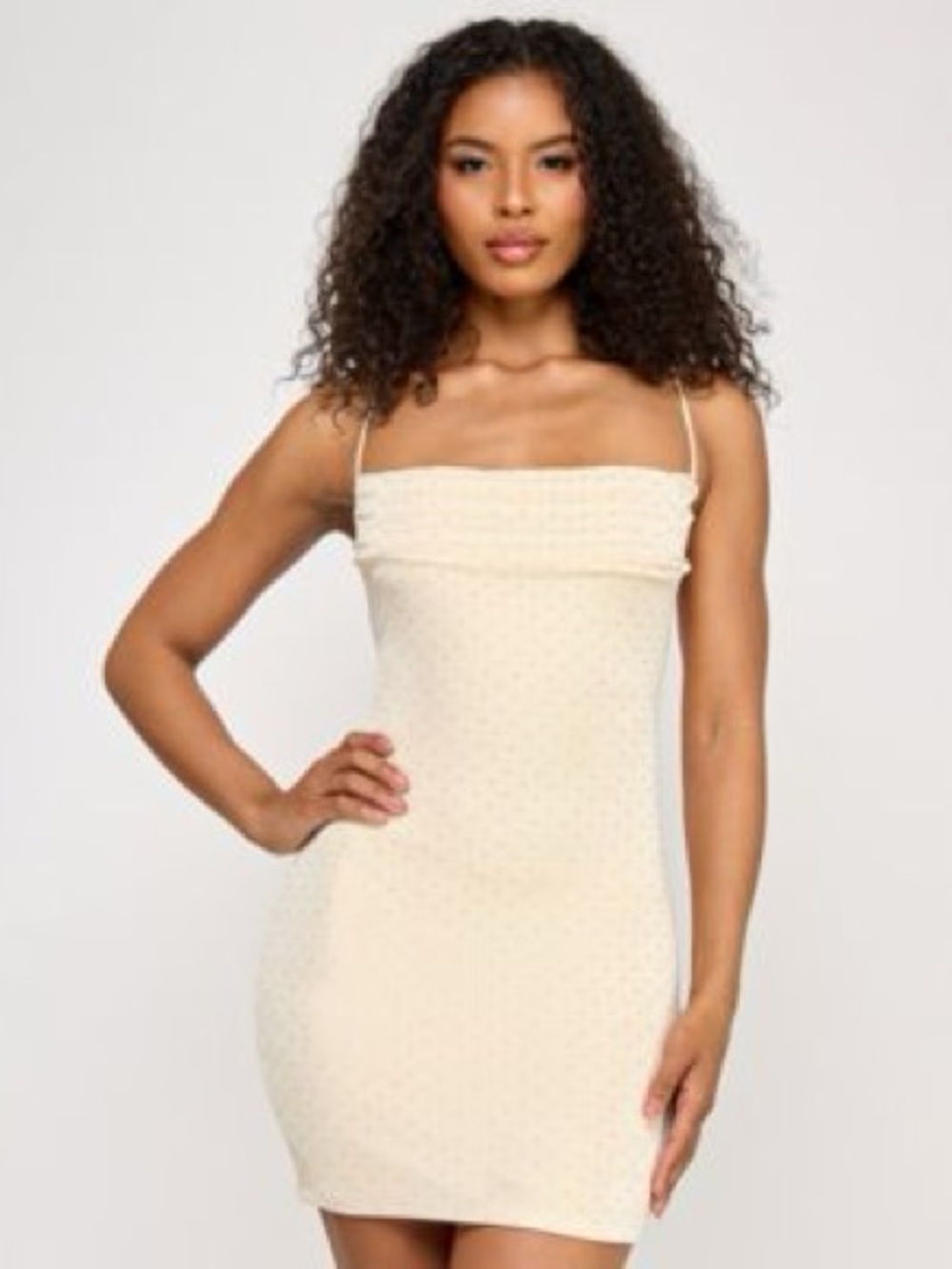 City Studio Cream Dotted Mini Dress